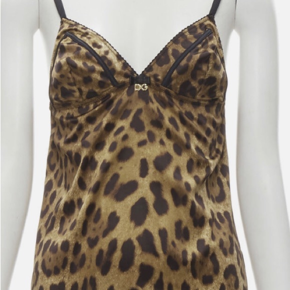 DOLCE & GABBANA leopard satin tank - Picture 1 of 6